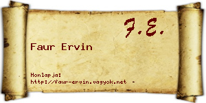 Faur Ervin névjegykártya