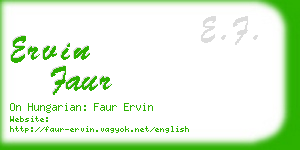 ervin faur business card